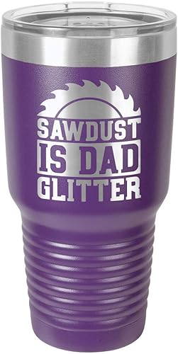 Miniatura 10 de SAWDUST IS DAD GLITTER BLACK Vaso de bebida de 30 onzas con popote y tapa superior deslizante  Taza de viaje grabada con láser  Comparar con Yeti