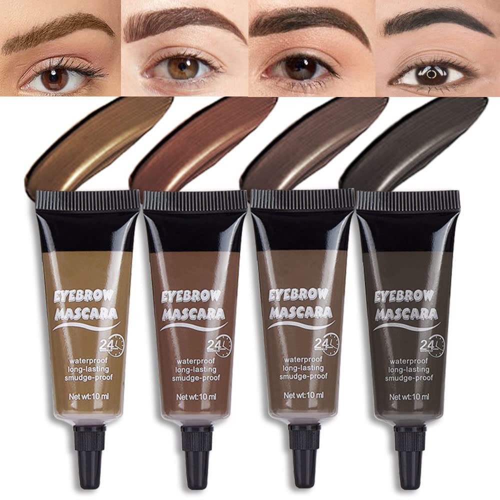 NALACAL 4 Colors High Concentration of Thickening Brow Mascara Eyebrow Gel, Waterproof High Color Rendering Volumizing Brow Mascara with Eyebrow Brush, 48 Hours Semi-Permanent Tinted Eyebrow Fashion