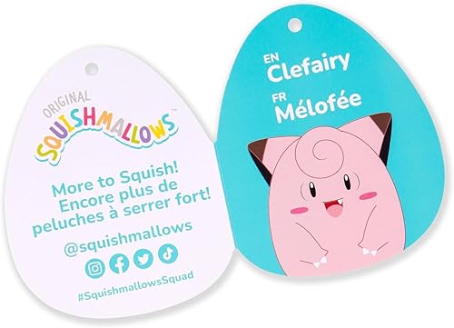 Miniatura 4 de Squishmallows Pokemon Clefairy Peluche de 14 pulgadas, añade Clefairy a tu escuadrón, peluche mediano ultra suave, peluche oficial de Kelly