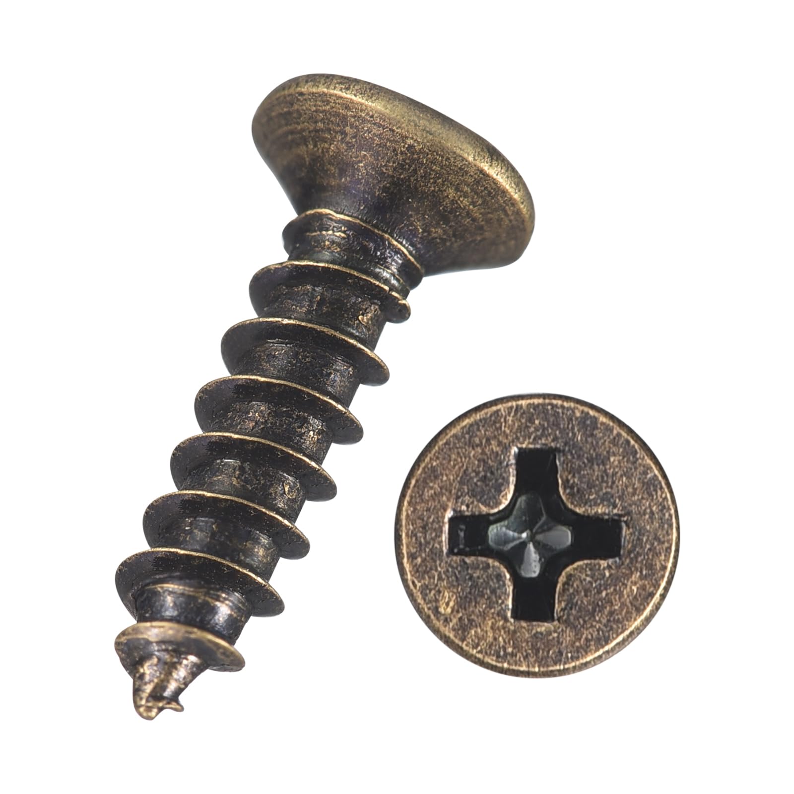 Kozelo 50pcs Phillips Flat Head Wood Screws - [#4x5/8"] Carbon Steel Countersunk Self Tapping Screws for Furniture Assembly, Interior Trim, Outdoor Construction, Bronze — image 1