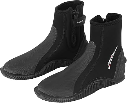 Seaskin 3mm Neoprene Diving Boots Mens Womens, Anti-Slip Rubber Sole Wetsuit Boots for Water Sports