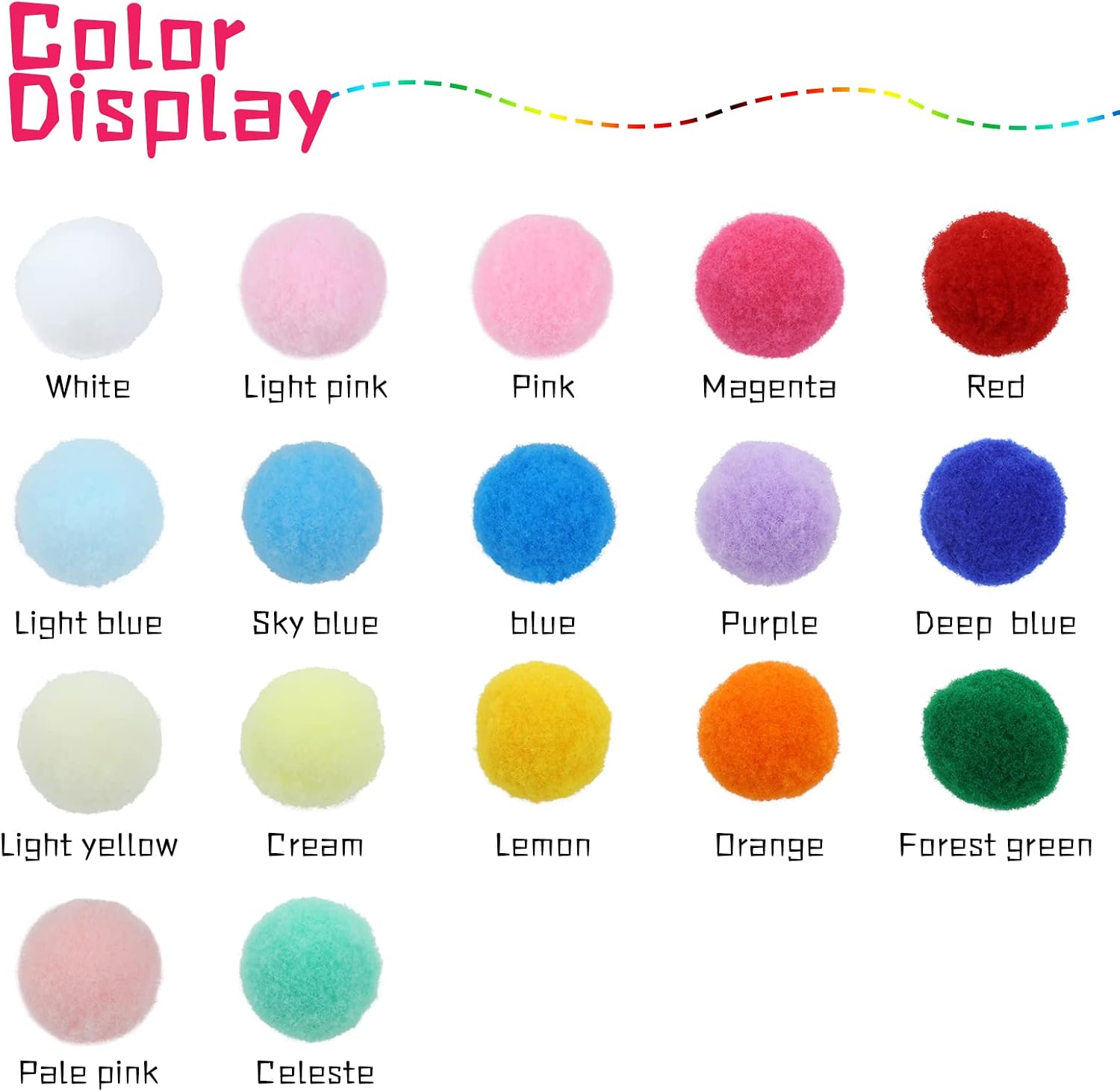 Lawie 500 PCS 2cm 0.8 Inch Christmas Rainbow Colors Large Pom Poms Arts and Crafts Party Craft Pom Pom Balls Ornaments Pompoms for Crafts DIY Puff Balls Pompom Maker Bulk Decorative Accessories