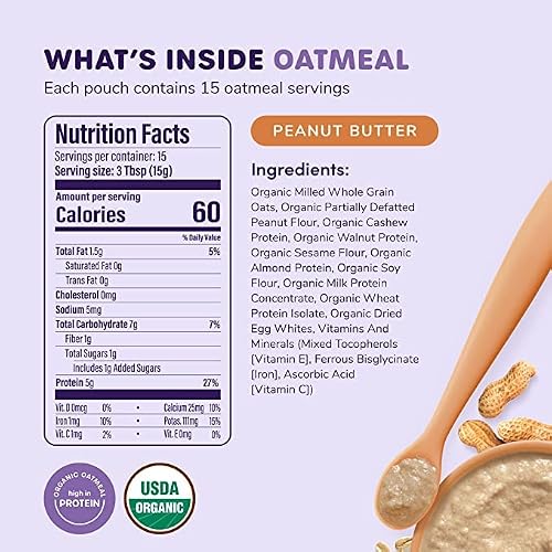 Ready, Set, Food! Organic Baby Oatmeal Cereal | (Variety - Banana Apple, Peanut Butter, Sweet Potato 3 Pack | Organic Baby Food With 9 Top Allergens: Peanut, Egg, Milk, Cashew, Almond, Walnut, Sesame, Soy & Wheat | Unsweetened | Fortified With Iron | 15 Servings #TOP2