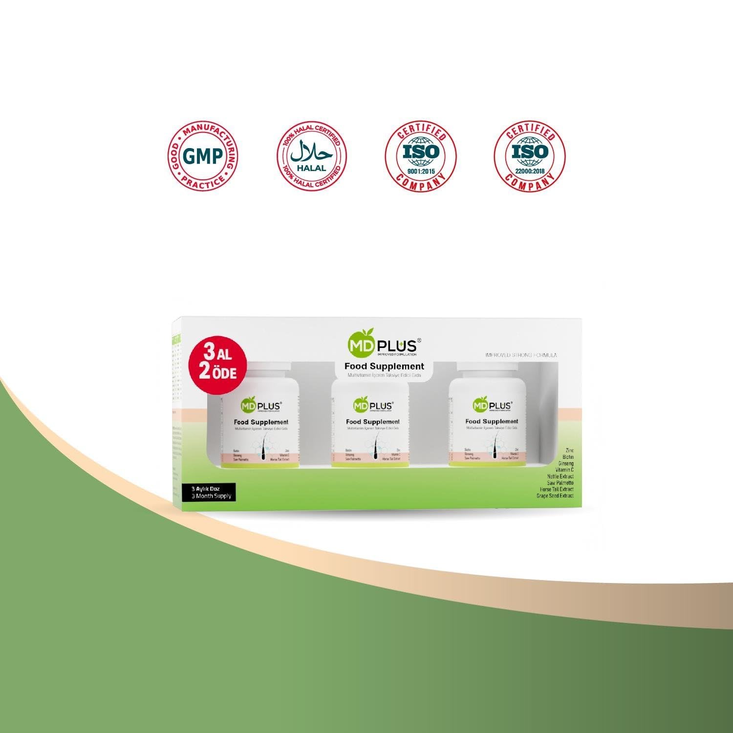 Md-Plus Hair Multivitamin 60 Compresse Set da 3 Pezzi