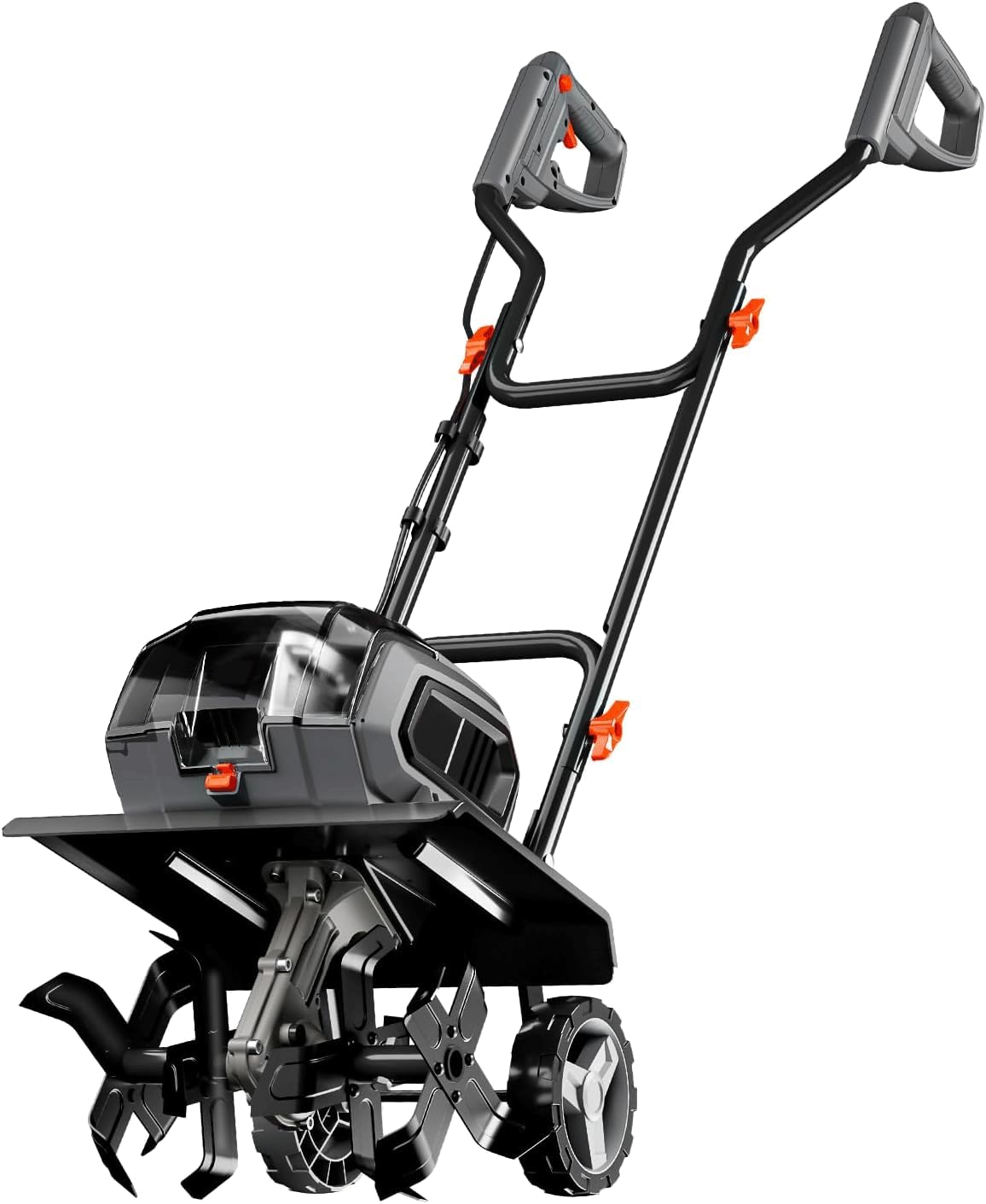 cordless garden tiller cultivator compatible with dewalt 20v max battery (tool bare) 14.2'' width 8.7'' depth 16 steel tines, 40v electric rototiller brushless foldable with adjustable wheels