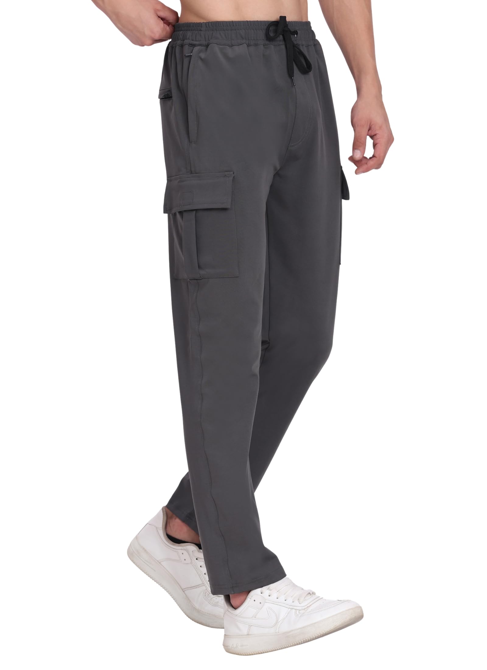 dpassion Cargo Style Trackpants with Side Patch Pockets for Sports & Casual Wear | Stretchable with Multi-Pockets-picture-43
