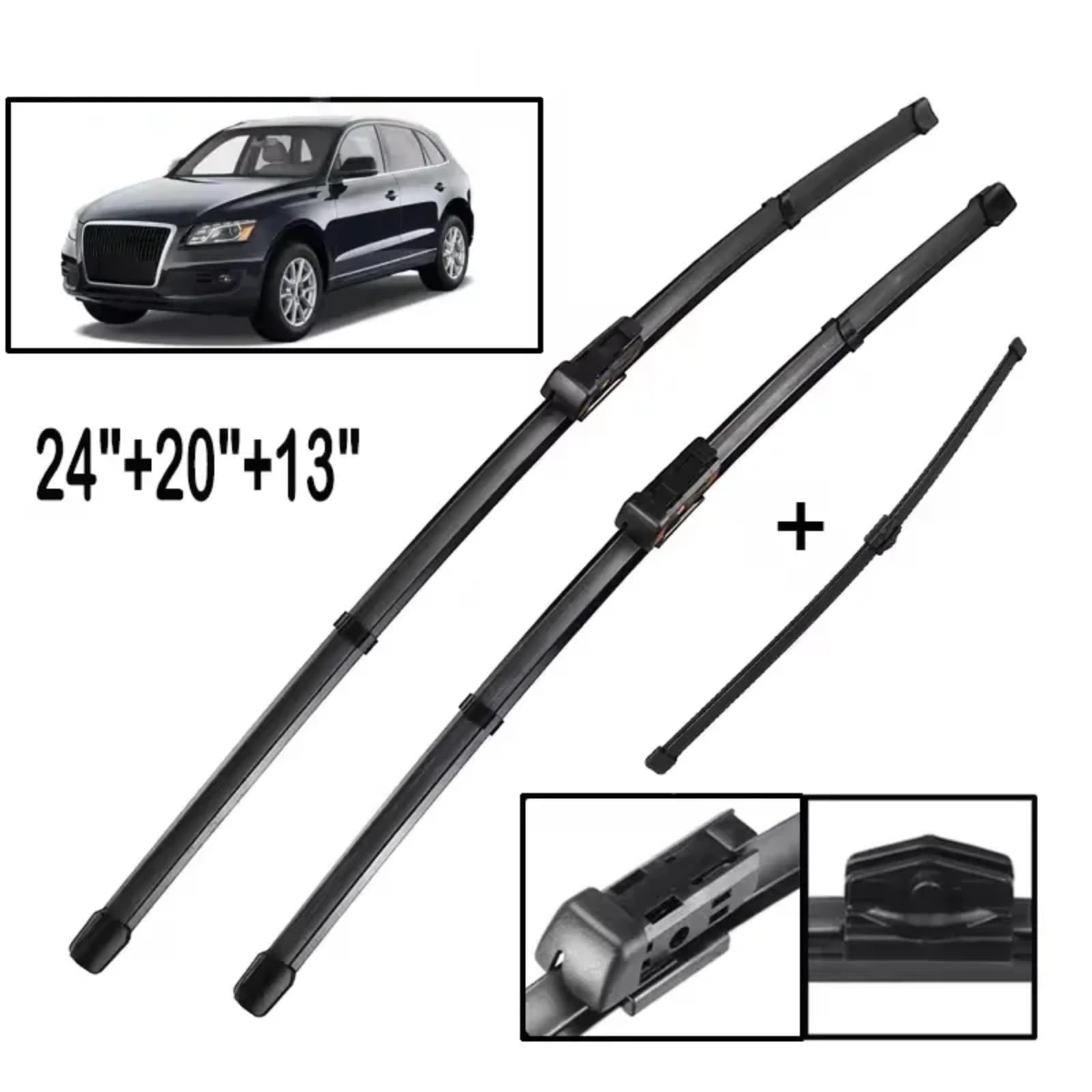 Limpiaparabrisas Escobillas Coche Para Q5 8R 2008-2017 impiaparabrisas delantero | Juego de escobillas de limpiaparabrisas LHD cepillo para lluvia ventana parabrisas 24" 20" 13"