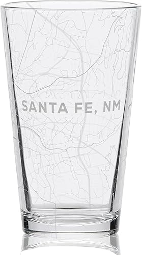 Santa FE NEW MEXICO - Vaso de cerveza grabado con mapa de calle de la ciudad, idea de regalo perfecta y decoración única