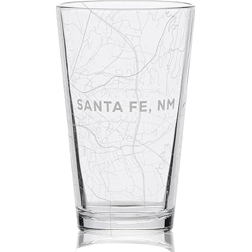 SANTA FE NEW MEXICO Engraved City Street Map Beer Pint Glass | Perfect Drinking Gift Idea & Unique Decor!