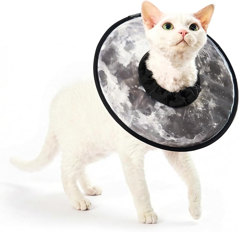 Colar Elizabetano Macio PetThem para Gatos e Cães Pequenos, Ajustável e Impermeável, Silent Moonlight, M
