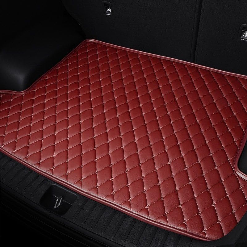 Leather Car Boot Mats for GMC Sonoma Syclone Suburban, Custom Trunk Protector All-Weather Waterproof Liners, Auto Accessories,4-Wine red