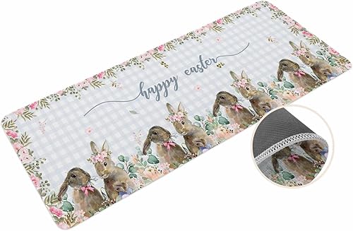 Vista 190 de Tapete de Feliz Navidad, tapete antideslizante para puerta delantera, baño, cocina, dormitorio, patio, entrada, 16 x 24 pulgadas, rojo, negro y verde