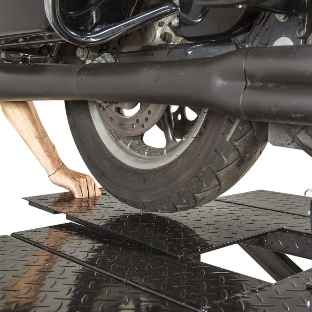 Black Widow BW-1000A-XL Extra-Long Motorcycle Lift Table with Center Jack : Automotive