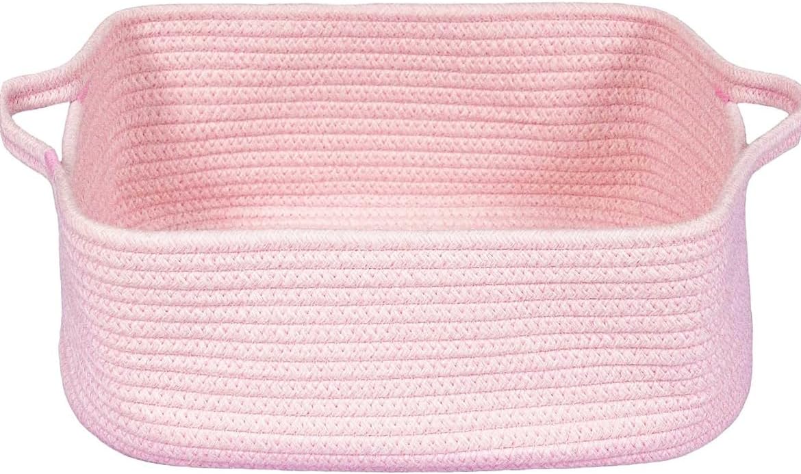 Amazon.com - GIFTEXPRESS Pink Woven Basket - 15" x 10" x 5" Cotton Rope ...