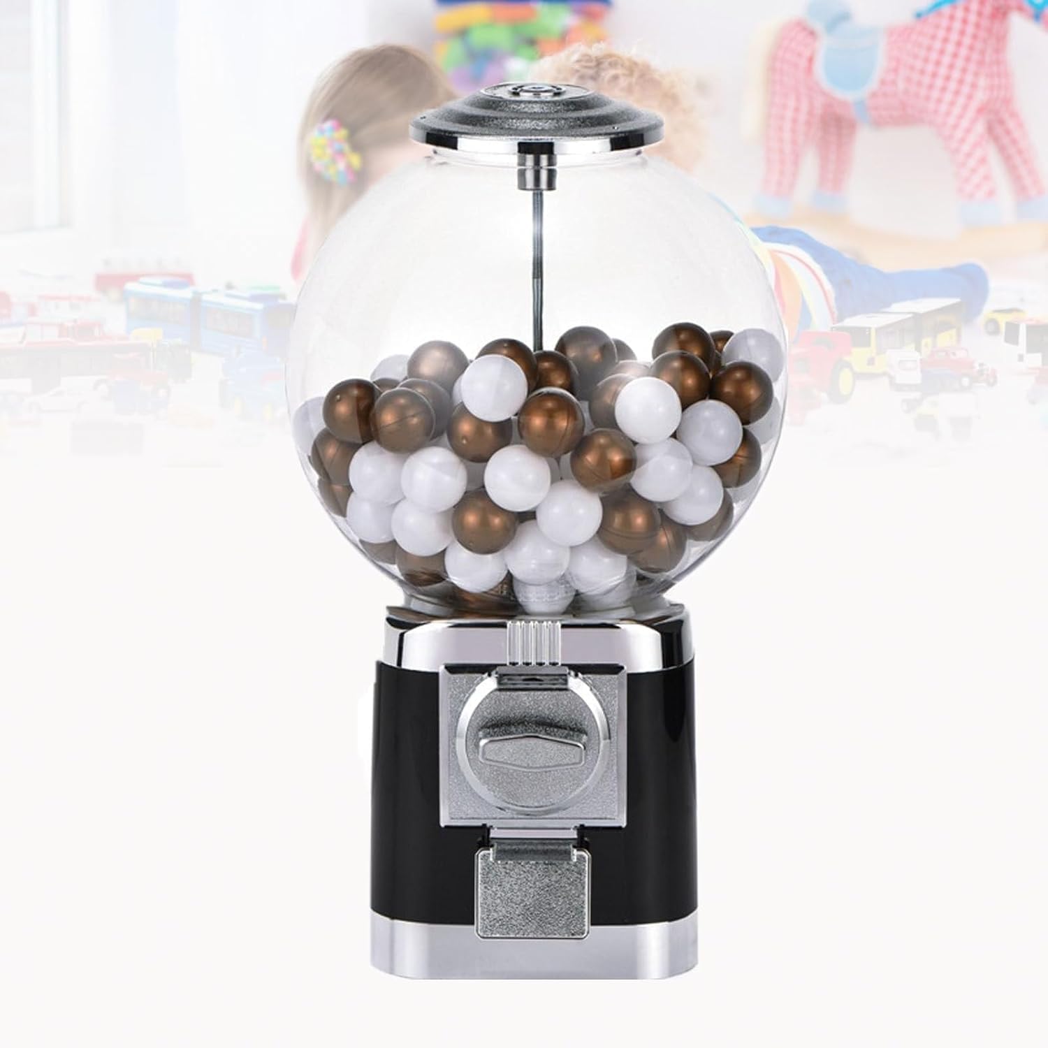 Gumball, 3,20 cm automat z kulkami z kluczem klasyczny dozownik zabawek na kapsułki, automatyczny automat na kapsułki do sklepów detalicznych czarny