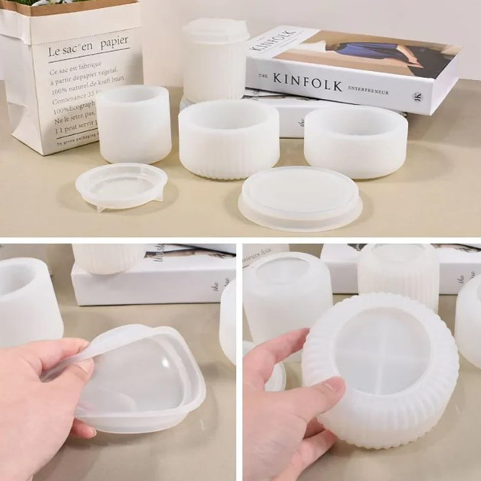 Moule à bougie en silicone pour béton - Pour fabrication de bougeoirs Moule à bougie en silicone pour béton - Pour fabrication de bougeoirs