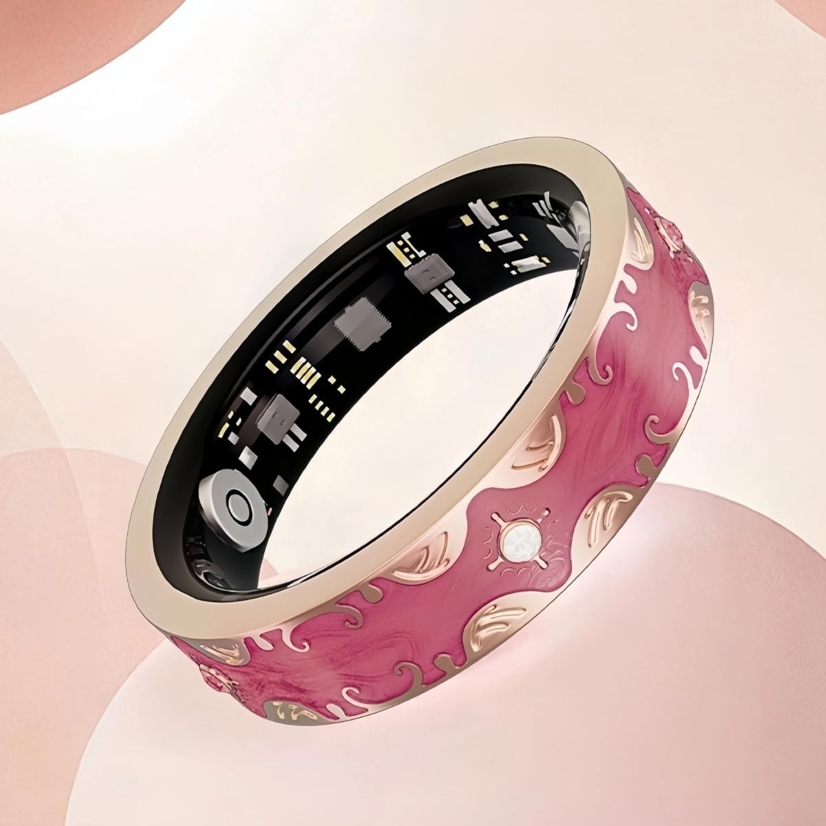 Smart Ring Health Tracker,Fitness Rings for Women with Elegant Sparkling Moissanite,Health Monitor for Heart Rate,SpO2,Sleep,128 Sports Modes,IP68 Waterproof,No Subscription (Red, 9)