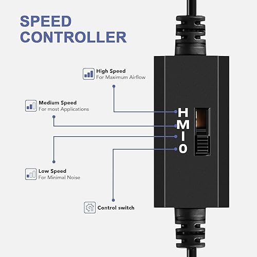 Miniatura 4 de iPower Ventilador de enfriamiento silencioso Ventilador de caja USB de 4.724 in con controlador de velocidad para receptor