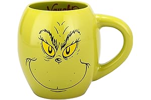 Officially Licensed Bioworld Grinch Naughty And Nice 18oz Oval Sculpted Ceramic Coffee Mug