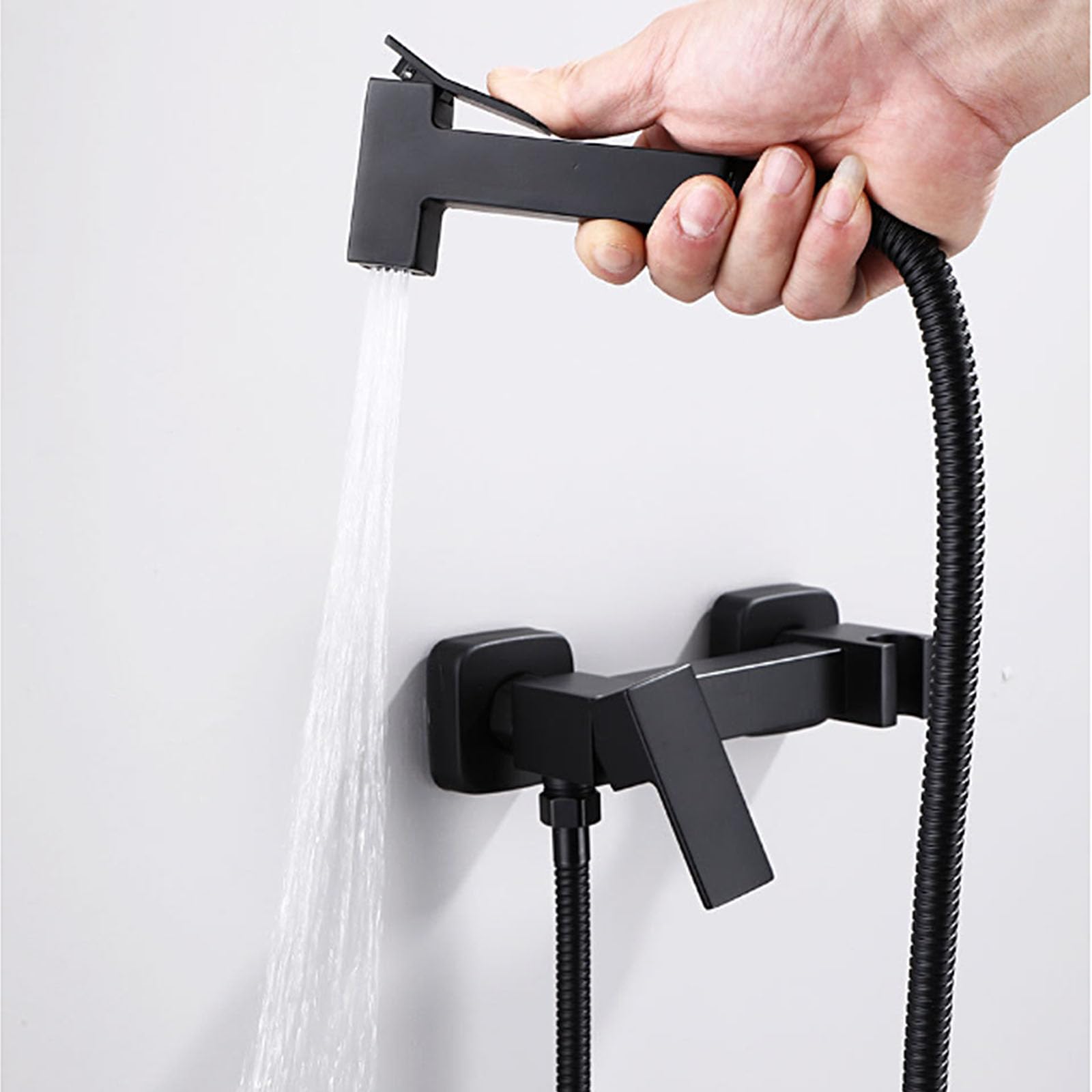 Uchwyt ścienny bidet słuchawka prysznicowa, pojedynczy uchwyt dla niemowląt, zestaw do rozpylania pieluch, podtynkowy, ręczny opryskiwacz bidetowy, higiena osobista, czarny, A