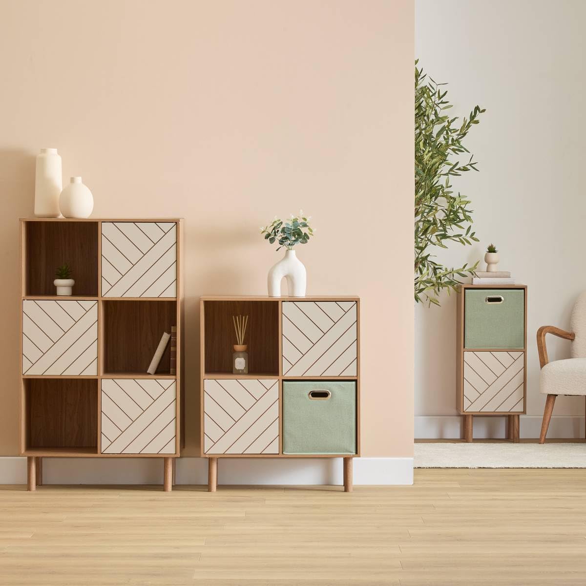 5 five simply smart 5five - etagère 4 Cases mix'n'Match Bois et Motif rayé