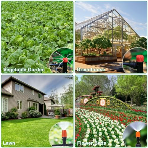 DONGQI Garten BewässerungsSystem, 263Pcs Garten Bewässerung Kit, 50M+15M Bewässerungsrohre,Automatik Tröpfchenbewässerung Gartenbewässerung Misting Kühlsystem für Landschaft, Gewächshaus – Bild 6