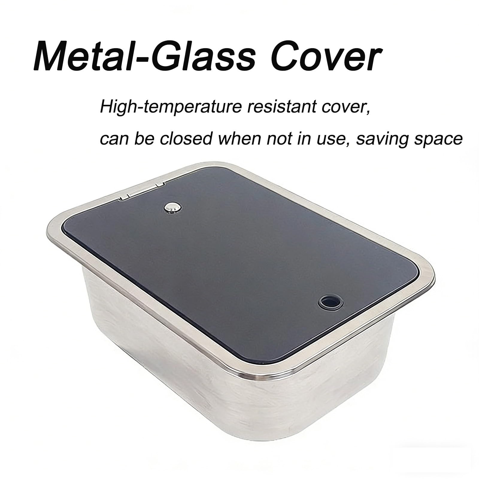 Fregadero Camper con Tapa y Grifo, Cuadrado Fregadero Portatil Camping, Lavabo de Acero Inoxidable para Bar, Caravana, Remolque