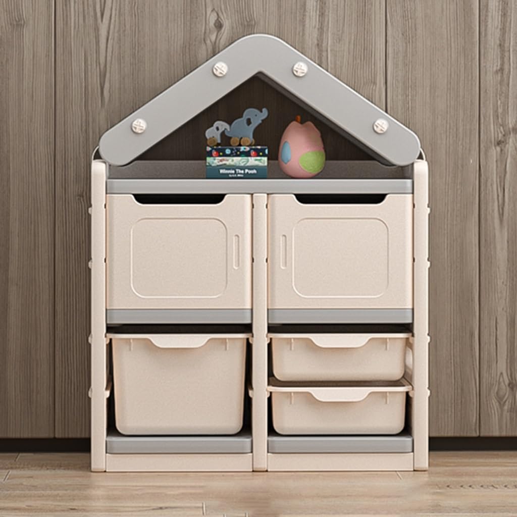 Toy Storage Organizer with Drawers, Floor Storage Cabinet Toy Chest with Toy Bins, Multifunctional Storage Chest with Bookshelf for Nursery, Playroom and Bedroom (Color : /Gray, Size : A)