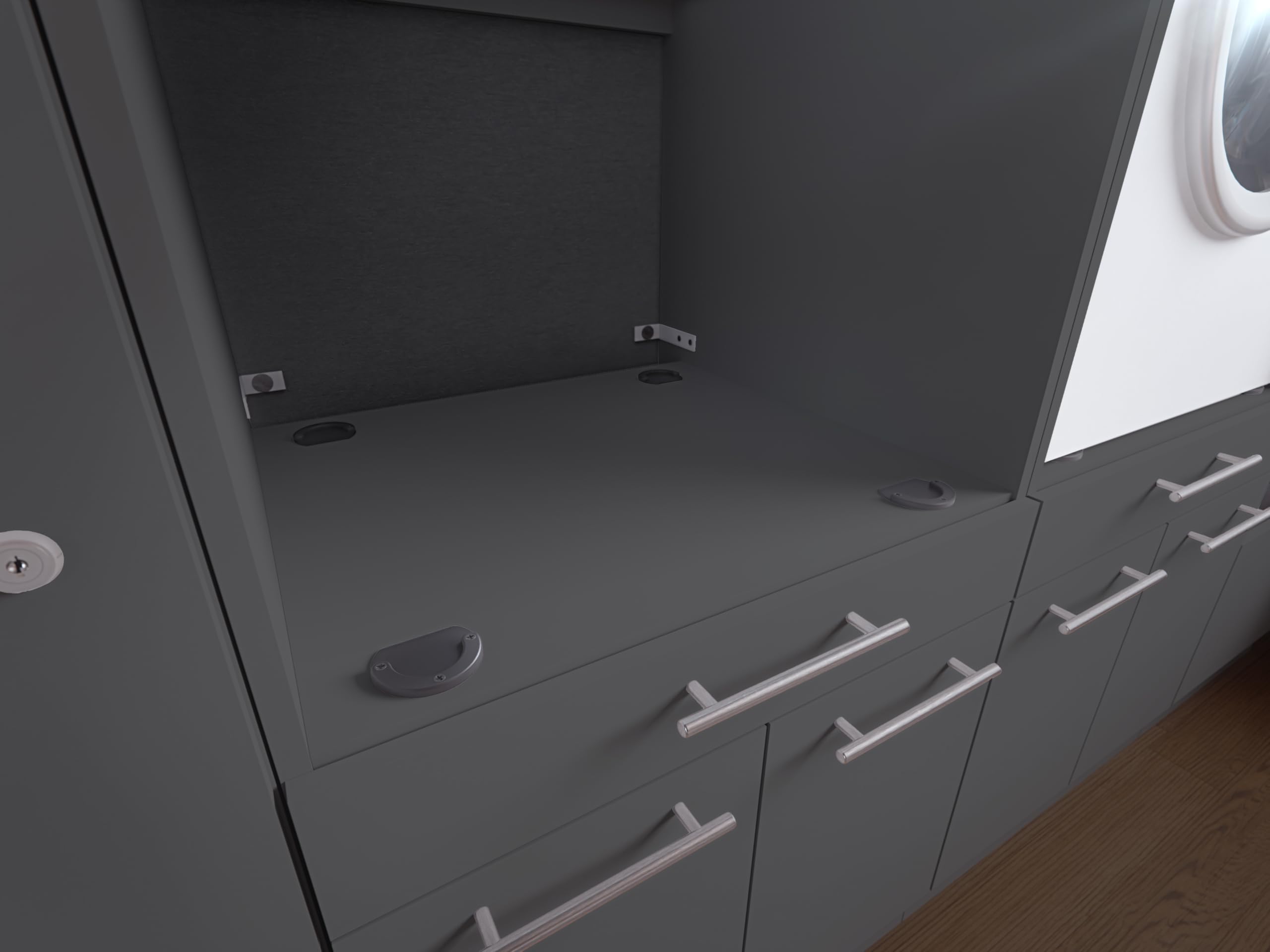 Laundreezy Waschmaschinenschrank Anthrazit 67,5 x 162 x 67,5 cm (B/H/T) | Waschmaschinen-Überbauschrank, 2 Türen mit Softclose-Funktion, für Hauswirtschaftsraum, Waschküche, Auszug mit Korbablage