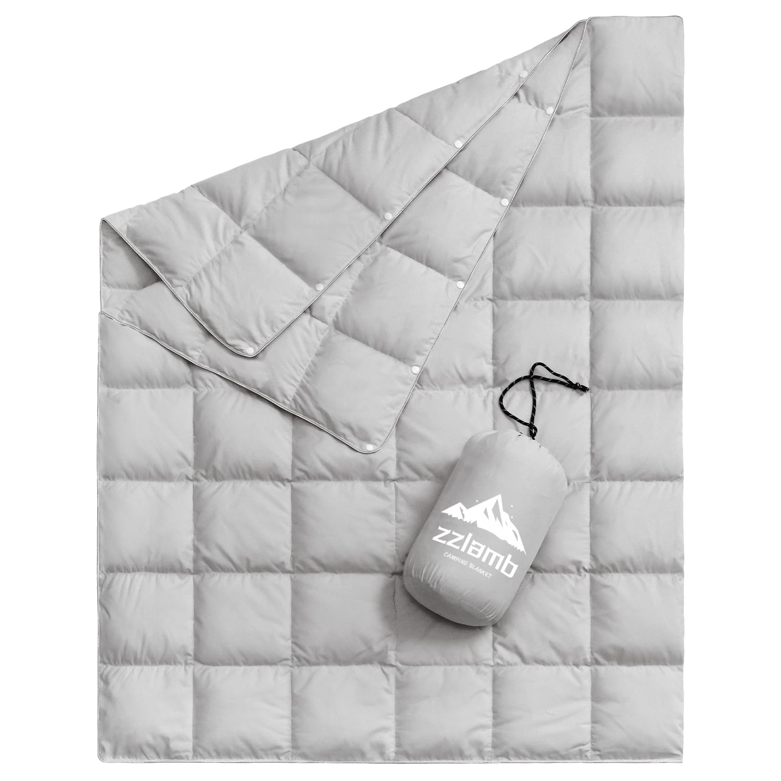 zzlamb Down Camping Blanket Light Grey, Warm Outdoor Travel Blanket Indoor Down Throw 650 Fill Power, Lightweight & Portable for Couch Backpacking Stadium Plane Picnic RV Beach, 50x77in — image 1