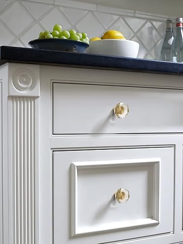 Miniatura 5 de Paquete de 6 pomos octogonales de cristal para gabinete, pomos octogonales de latón dorado para cajones, aparador, armario, cocina, baño, muebles