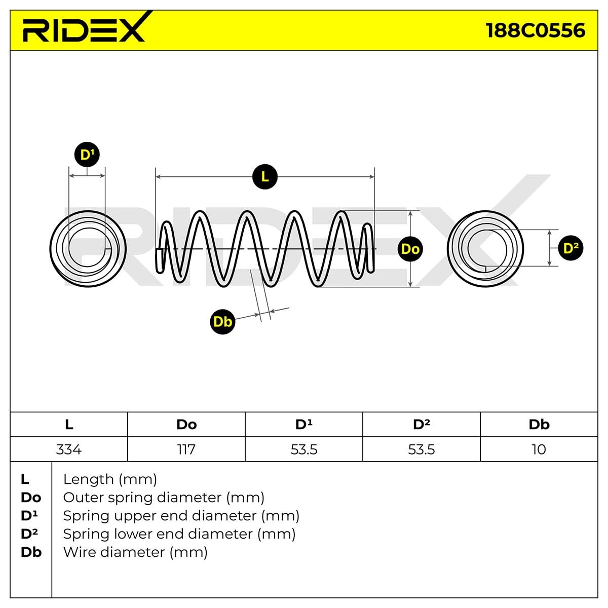 RIDEX 188C0556 2x Muelle de suspensión Eje trasero