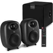 Audizio RS60 2.1 Active Bookshelf Speaker System with SW80D Subwoofer   120W Studio Monitors with Bluetooth, HiFi Audio, Deep Bass, Ideal for Home Studio, Gaming, Computer, and TV Sound
