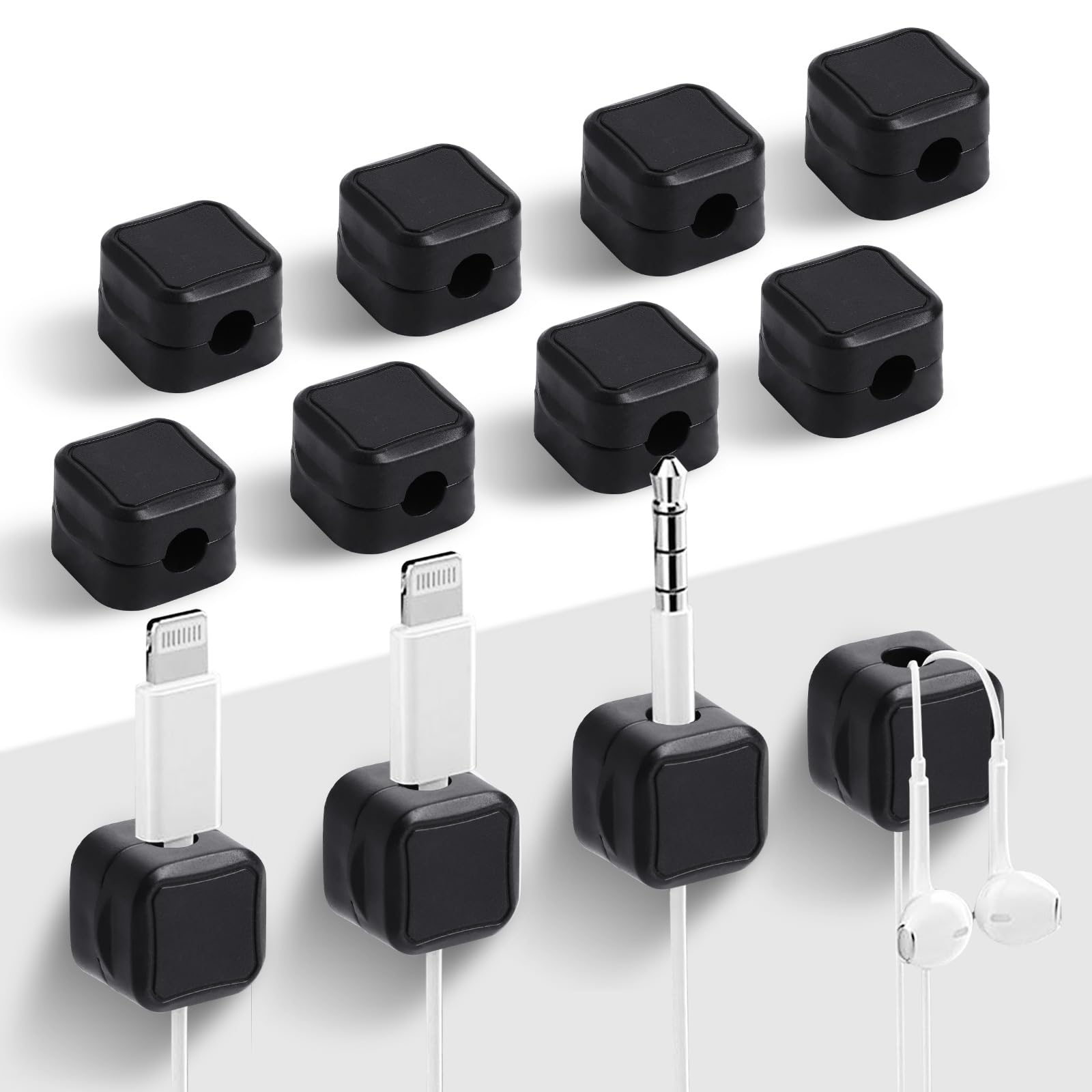 12 Pack Cable Clips Magnetic Desk Cord Organiser Holder Wire Charger Management (Black), less than 0.27 in