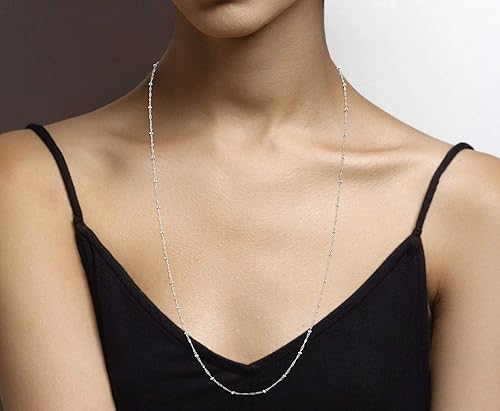 Miniatura 4 de Miabella Collar de cadena de cuentas de plata de ley 925 italiana para mujer, fabricado en Italia