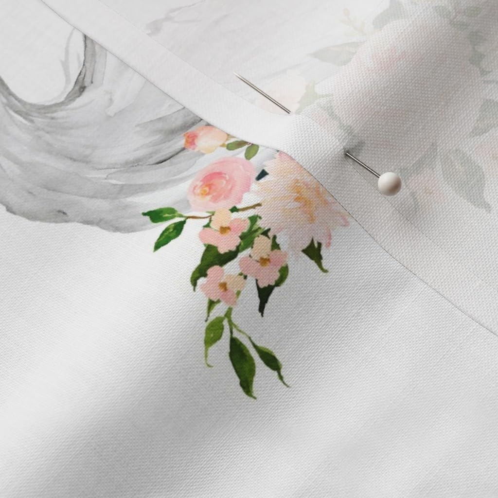 Spoonflower Fabric - Swan Roses White Floral Flowers Pink Black Wedding Printed on Petal Signature Cotton Fabric by The Yard - Sewing Quilting Apparel Crafts Decor