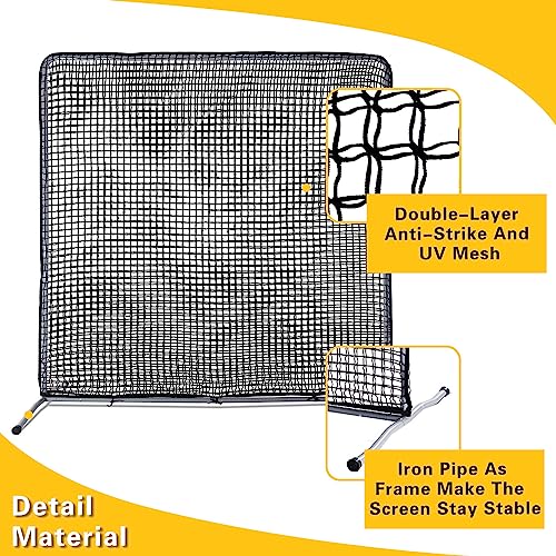 Okayes Baseball Screen, Baseball Pitching Screen Softball Screen For Pitching, Baseball Protective Screen, Baseball Field Screen, Pitcher Protective Screen, 7X7 Baseball Screen Net Safety Practice #TOP2