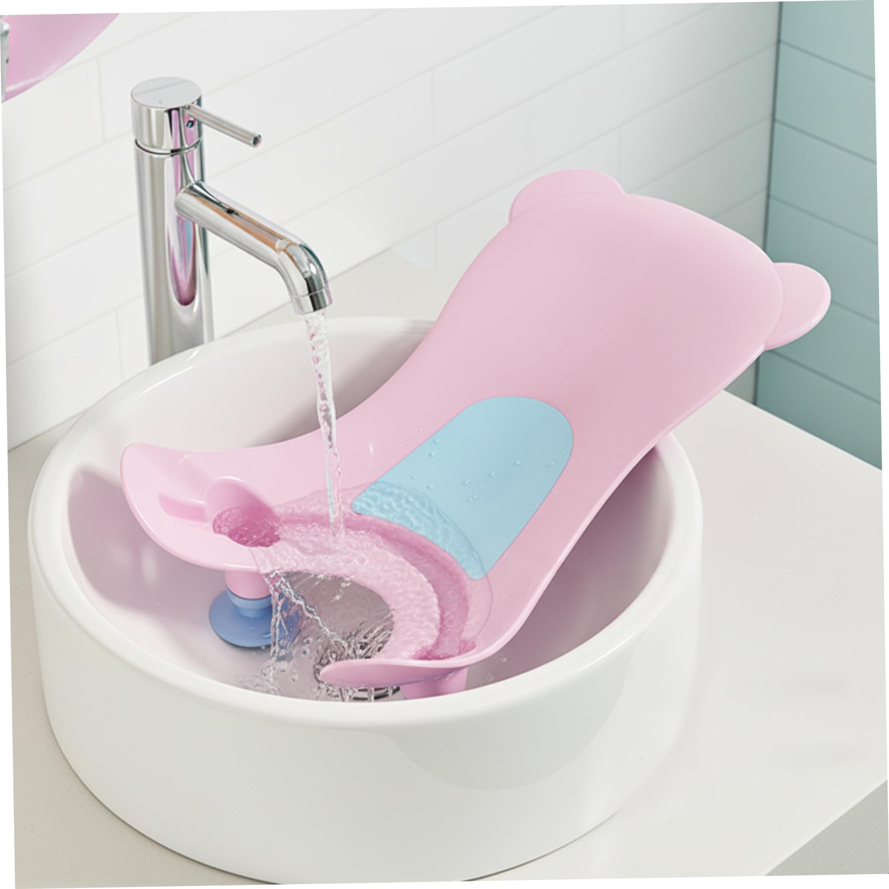 Bañera para lavabo para bebé, bidé portátil para bebé, soporte para baño para recién nacido, enjuague manos libres, lavadora de glúteos, para fregadero, fácil cambio de pañales