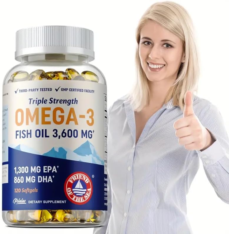 Miniatura 3 de Aceite de pescado Omega-3 3600 mg+ - Triple fuerza con EPA y DHA Apoyo para el cerebro, las articulaciones y el sistema inmunológico Fórmula de
