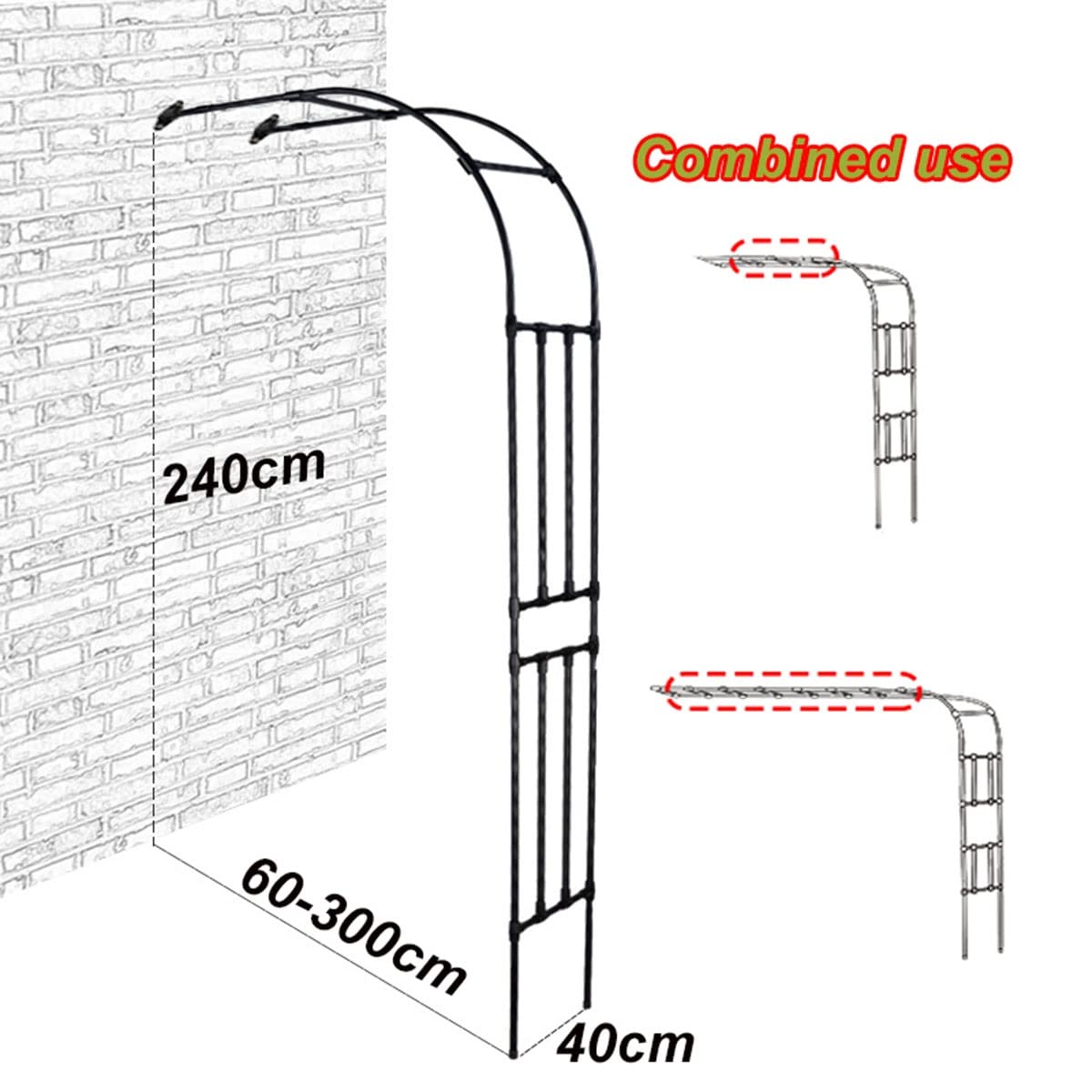 Metalowa kratka ogrodowa z łukiem różanym - Halbbogen dekoracyjna zardzewiała altana regulowana szerokość 60-300 cm wysokość 240 cm solidne podparcie roślin do dekoracji na zewnątrz (rozmiar: 150 x