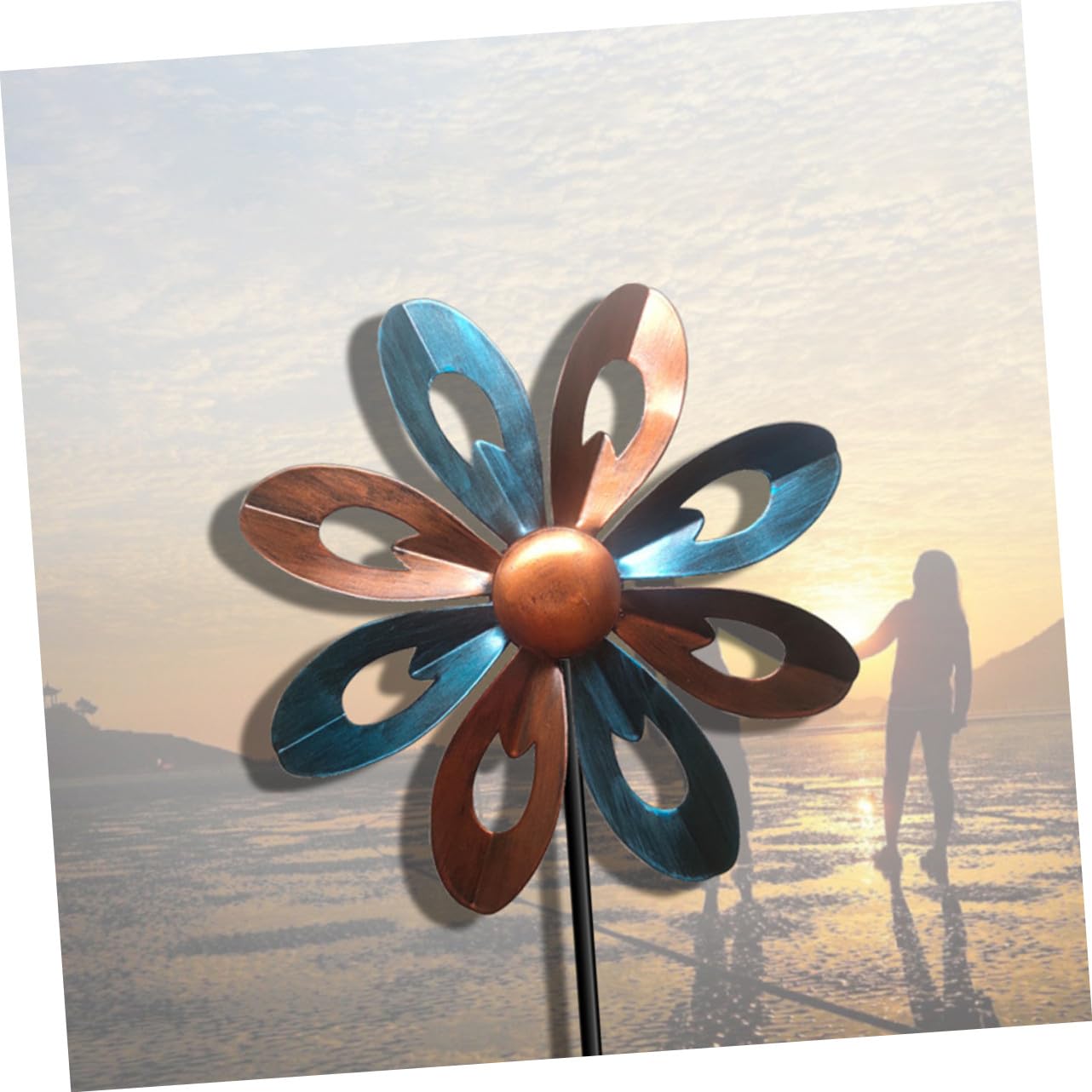 SHINEOFI Girandola Vento in Ferro per Decorazione Giardino Esterno, Facile da Usare Design Unico e Rotazione Automatica al Vento per Cortile e Prato