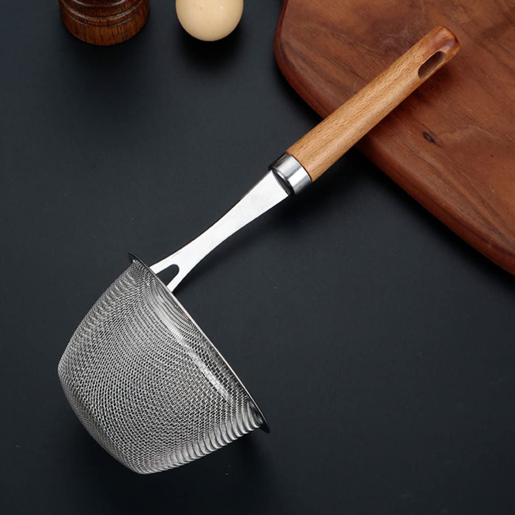 Colador de Malla Fina con Mango de Madera para Cocina, Ideal para Pasta, Fideos y freír