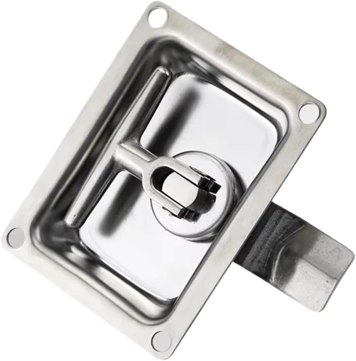 304 Stainless Steel Pull Flat Box Square Plate Lock Cabinet Door 1Pcs