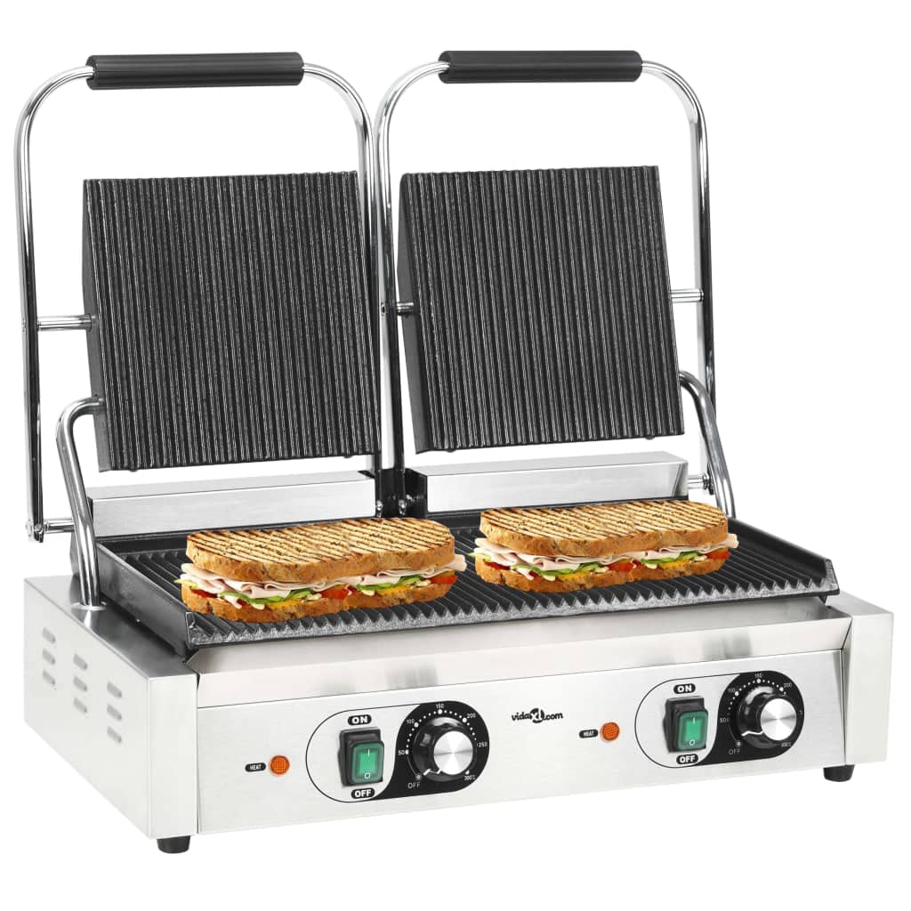 Generico Doppia Griglia per Panini Scanalata 3600 W 57x30,5x20 cm,Casa e Giardino,Cucina e Pranzo,Elettrodomestici,Piastre a Griglie elettriche-50751