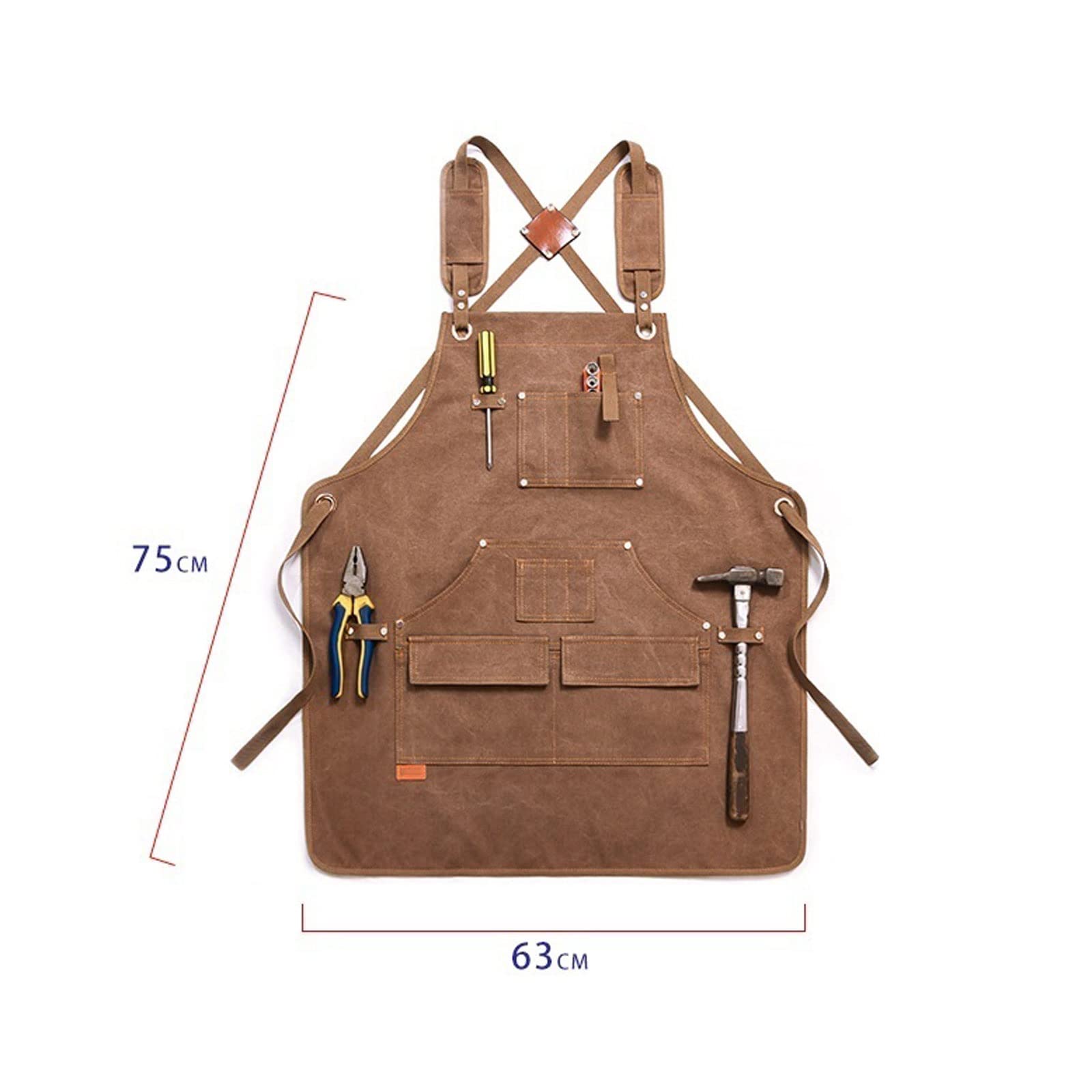 Delantal de Lona de algodón para Hombre y Mujer, Ajustable, de Cuero, para hoteles, restaurantes, cafeterías, barberías, despensas y camareros (Amarillo)
