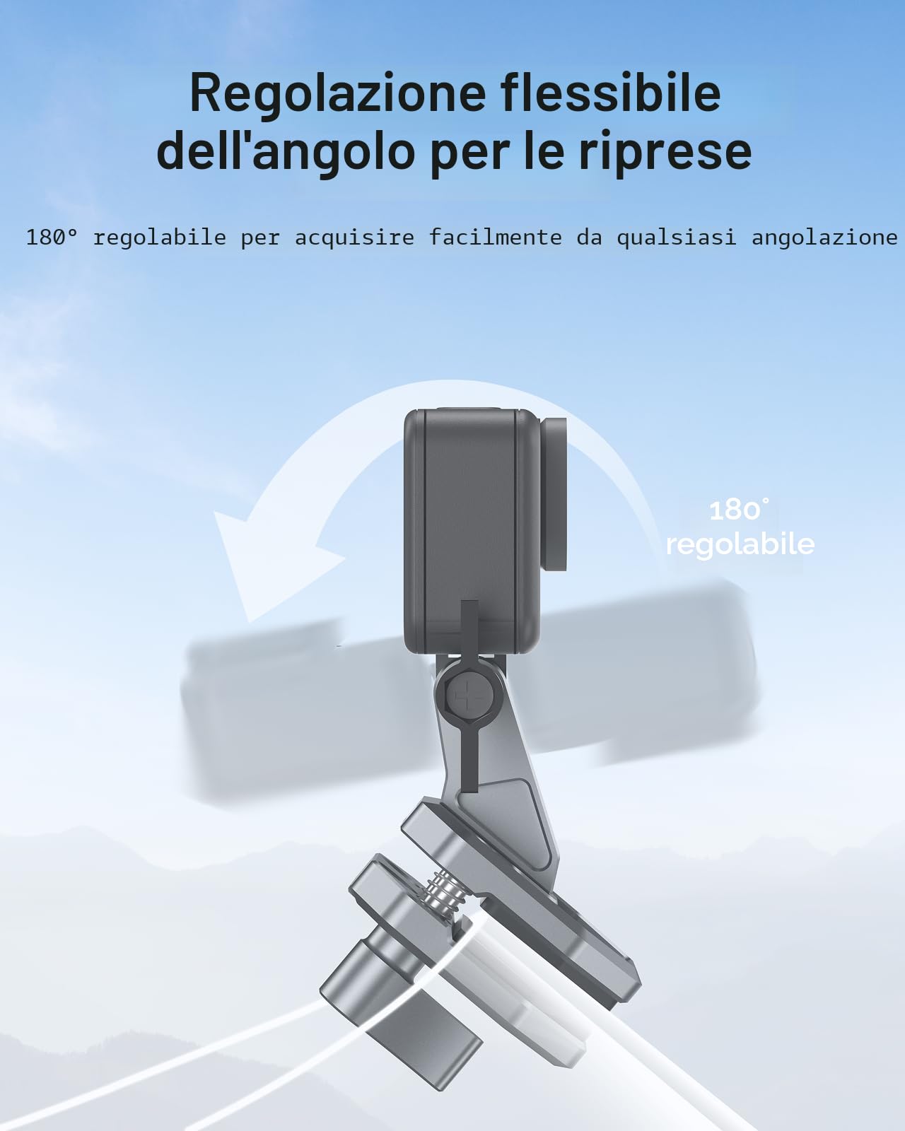 TELESIN Supporto in alluminio per parabrezza moto con morsetto clip, compatibile con Hero 13 12 11 10 9 Insta360 X5 X4 X3 Ace Pro DJI Osmo 360 Osmo Action 6 5 Pro 4 3 2 Accessori per moto e action cam