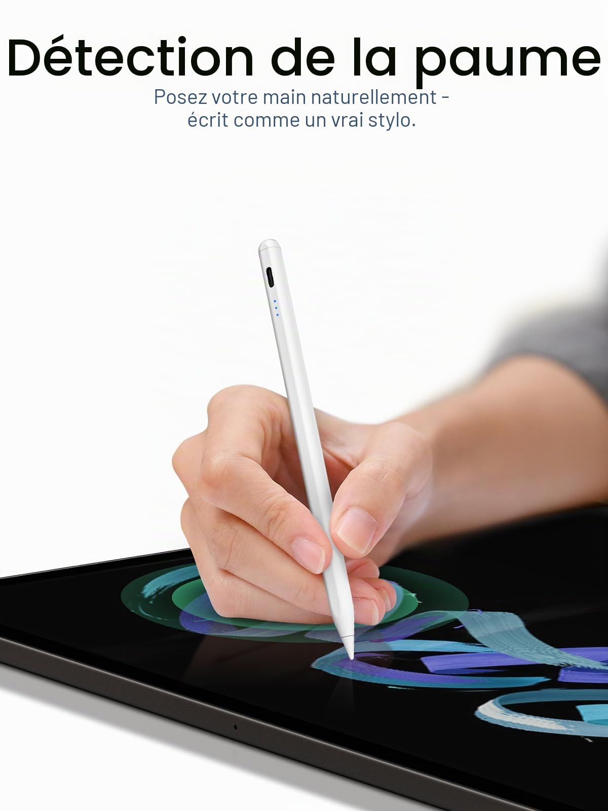 KEEPRO Stylet pour iPad 2018-2026, Charge Rapide Rejet Paume Détection Inclinaison sans Bluetooth, Compatible iPad 11/10/9/8/7/6/A16, Mini 7/6/5, Air M4/M3/M2 11"/13"/5/4/3, Pro M5/M4 13"/12.9″/11″