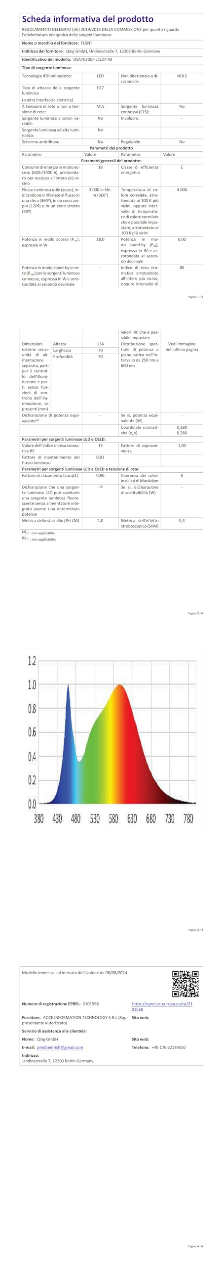 Bot Lighting Lampadina led Goccia vetro trasparente 16W E27 2452LM 4000K luce fredda