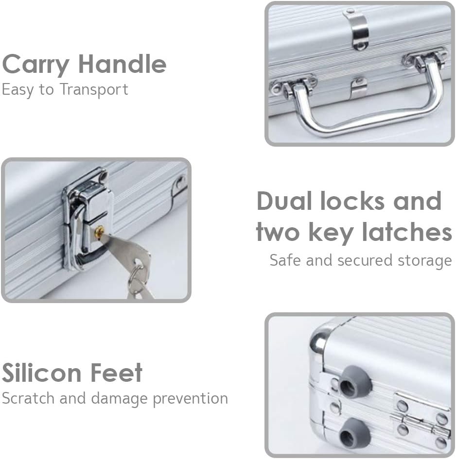 500 Piece Empty Poker Chip Case with Strong Handle & Lock Case Can Hold