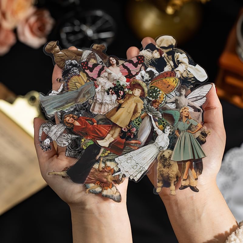 Miniatura 7 de Alideco 120 calcomanías para álbumes de recortes, figuras retro, álbumes de recortes, diario de basura, manualidades, decoración de adornos